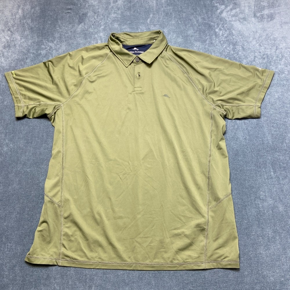 Tommy Bahama Island Active Polo Shirt Mens XL Olive Green UV Protection Tennis